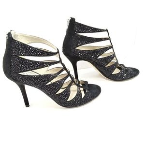 MICHAEL KORS Black Suede Glitter Cage Sandals WornButNotWornOut
